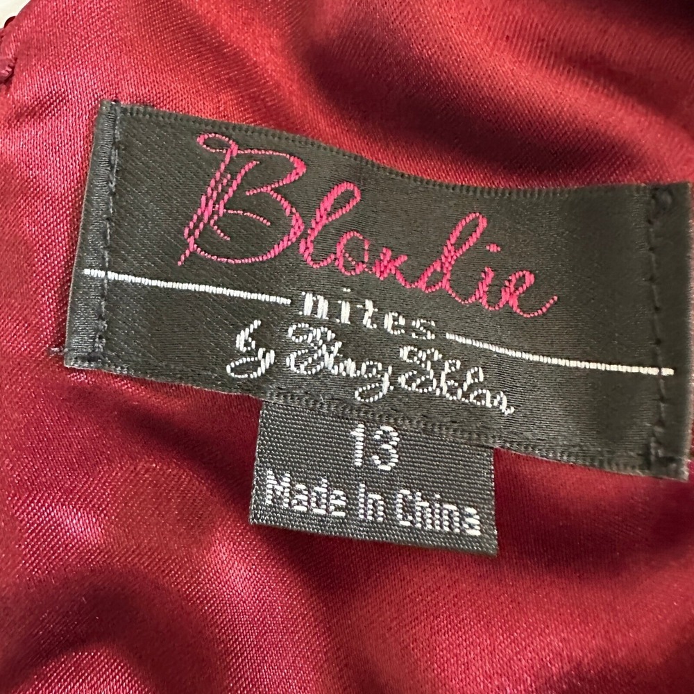Blondie Nites Burgundy Sequin Gown Princess Fairycore Prom Gala Size 13 NWT - Picture 4 of 13